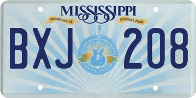 MS license plate BXJ208
