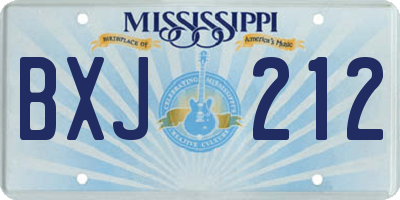 MS license plate BXJ212