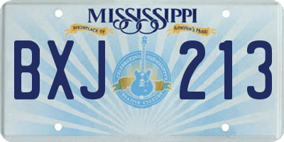 MS license plate BXJ213