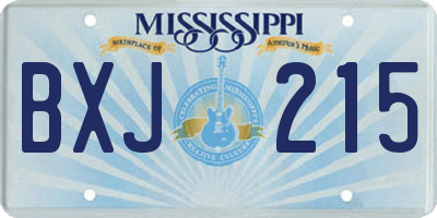 MS license plate BXJ215