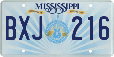 MS license plate BXJ216