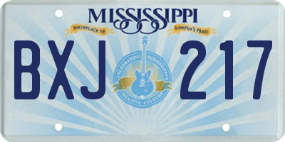MS license plate BXJ217