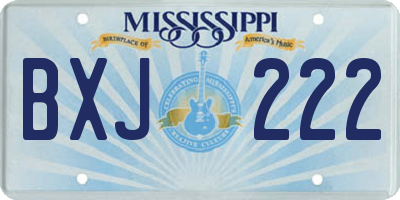 MS license plate BXJ222