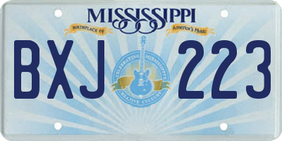 MS license plate BXJ223