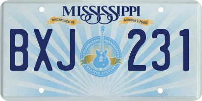 MS license plate BXJ231