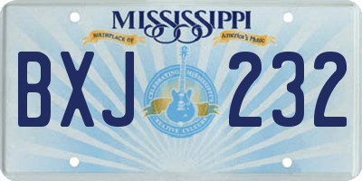 MS license plate BXJ232