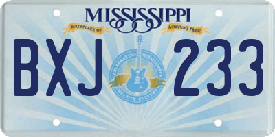 MS license plate BXJ233