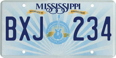MS license plate BXJ234