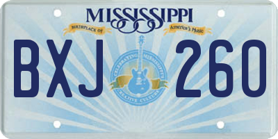 MS license plate BXJ260