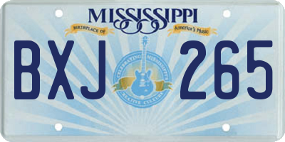 MS license plate BXJ265