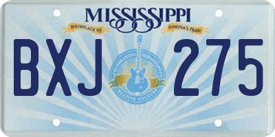 MS license plate BXJ275