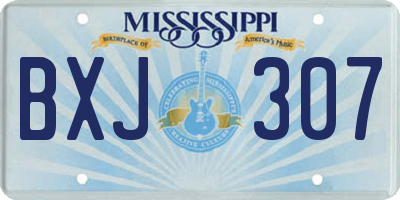 MS license plate BXJ307