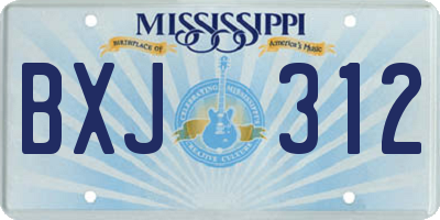 MS license plate BXJ312