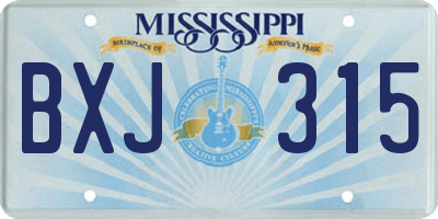 MS license plate BXJ315