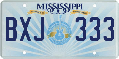 MS license plate BXJ333