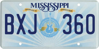 MS license plate BXJ360