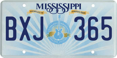 MS license plate BXJ365