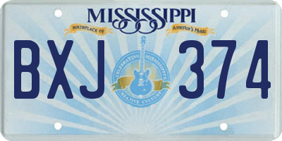 MS license plate BXJ374