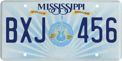 MS license plate BXJ456