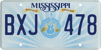 MS license plate BXJ478