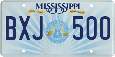 MS license plate BXJ500