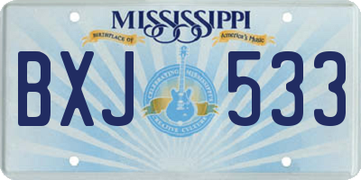 MS license plate BXJ533