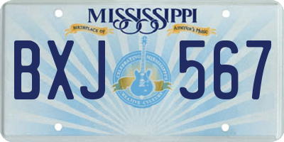 MS license plate BXJ567