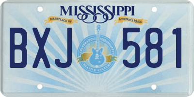 MS license plate BXJ581