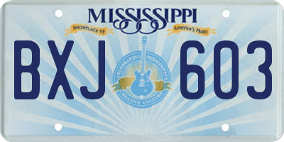 MS license plate BXJ603