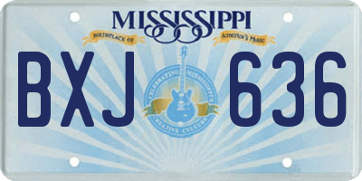MS license plate BXJ636