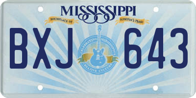MS license plate BXJ643