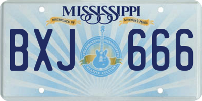 MS license plate BXJ666