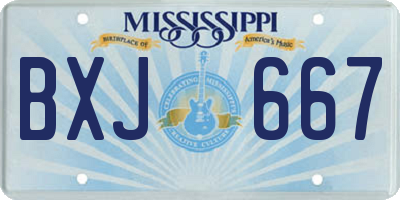 MS license plate BXJ667