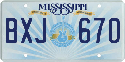 MS license plate BXJ670