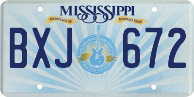 MS license plate BXJ672