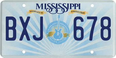 MS license plate BXJ678