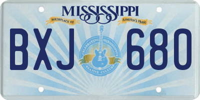 MS license plate BXJ680