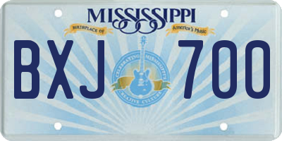 MS license plate BXJ700