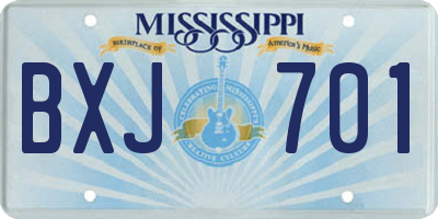 MS license plate BXJ701