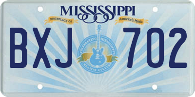 MS license plate BXJ702