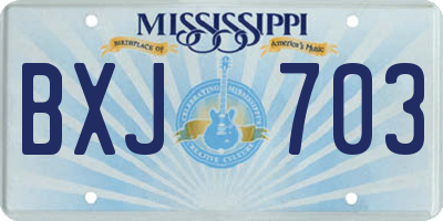 MS license plate BXJ703