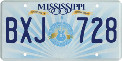 MS license plate BXJ728