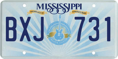 MS license plate BXJ731