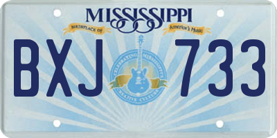 MS license plate BXJ733