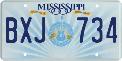 MS license plate BXJ734