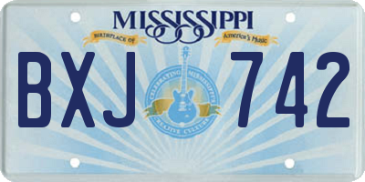 MS license plate BXJ742