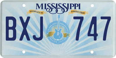 MS license plate BXJ747