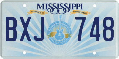 MS license plate BXJ748