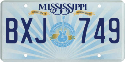 MS license plate BXJ749