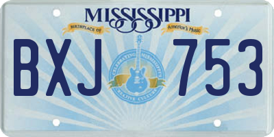 MS license plate BXJ753